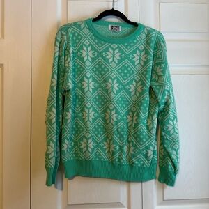 Vintage Mint Green Pastel Patterned Women's Large Sweater